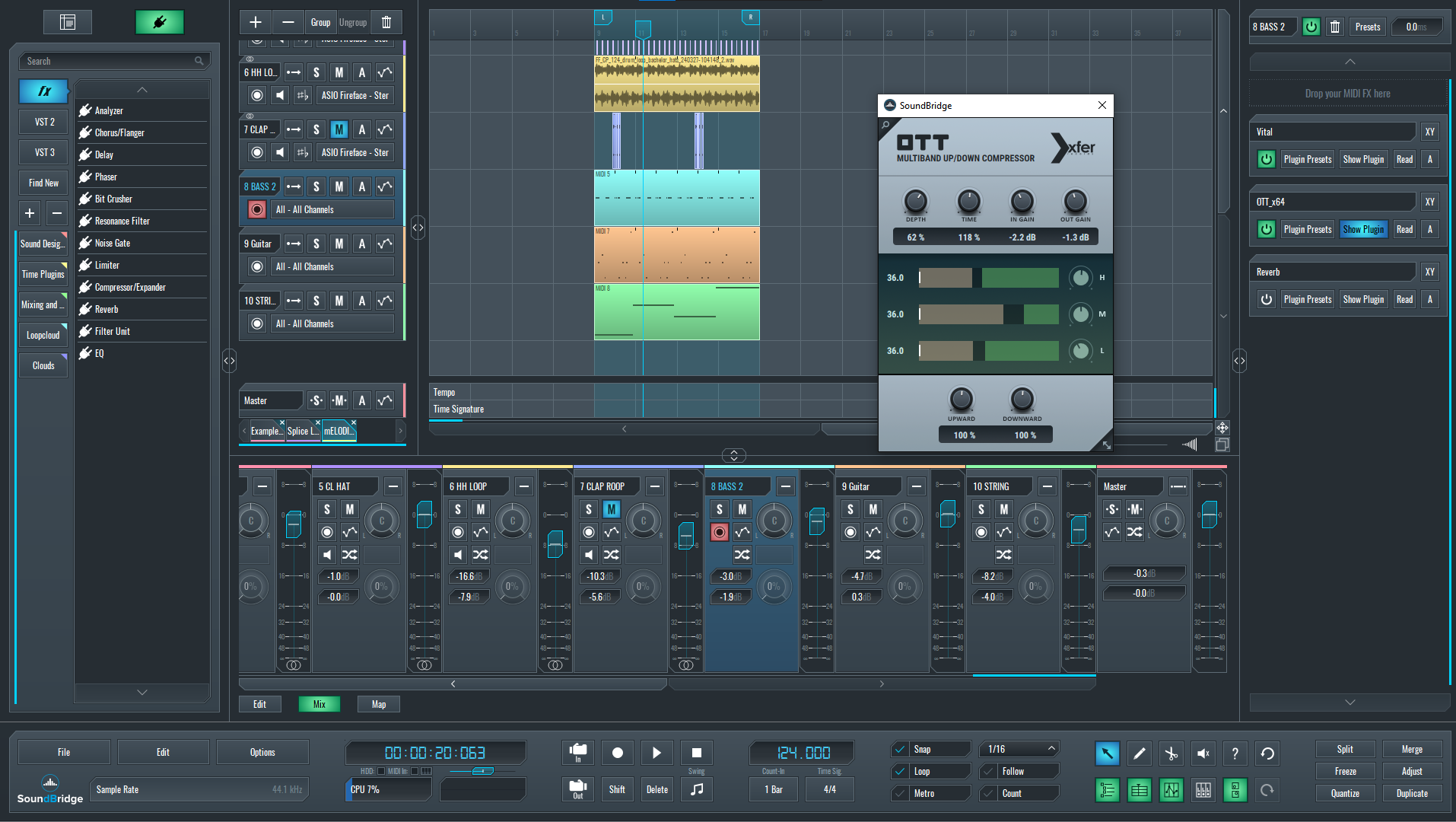 Image showing the application of OTT compression on Bass Lines