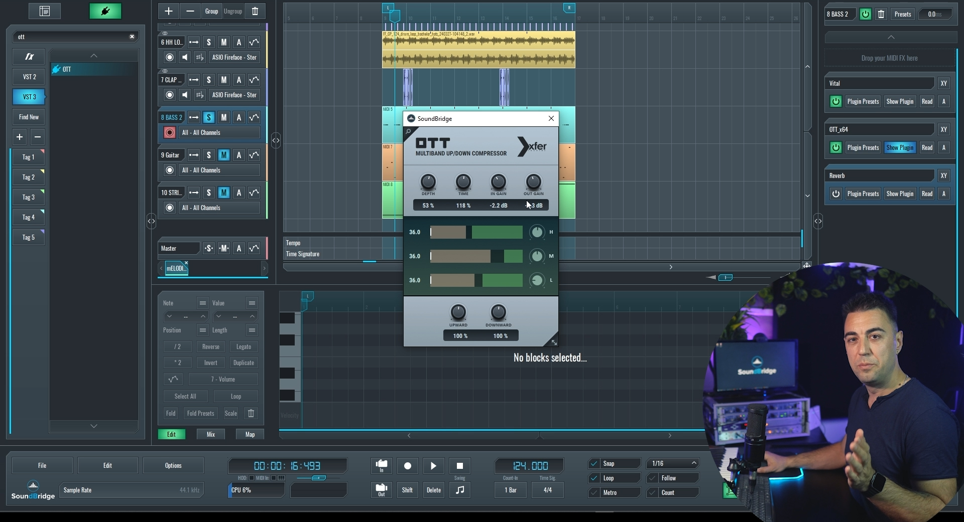Image showing the use of OTT compressor on SoundBridge as explained by E-Clip