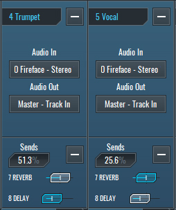 This is an image showing the effects added to the vocal and trumpet tracks.