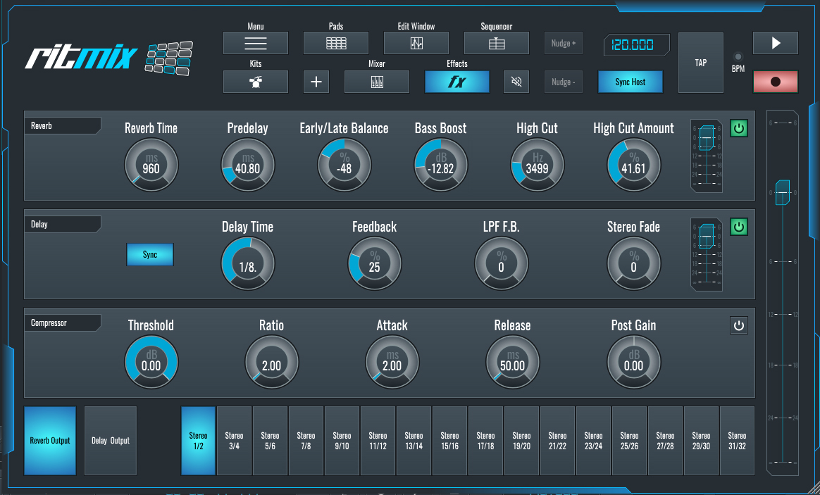 This is an image showing the built in effects in RitMix.