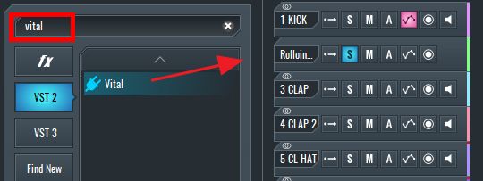 This is an image showing how to create a new channel in SoundBridge and opening Vital.