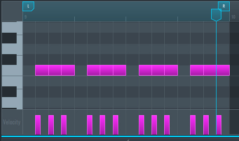 This is an image showing the MIDI notes added to the Edit Window in SoundBridge.