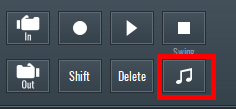 This image shows the Swing tool's location in the Trasport Bar of SoundBridge.