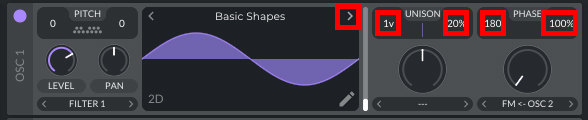 Image showing the settings for the Tech House Bassline in Vital.