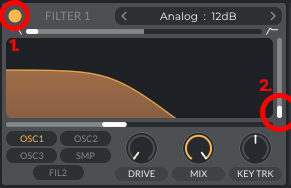 This image is showing the settings on Filter 1 on Vital. 