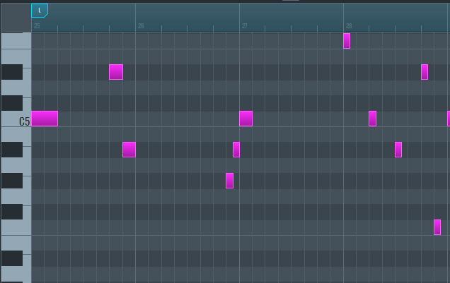 This is an images showing the MIDI notes used to create the analog bells sound.