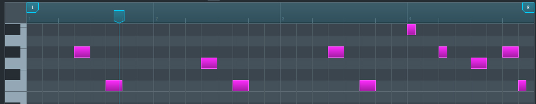 This is an image showing the MIDI notes used to create the melody of the track.