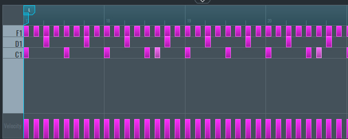 This is an image of the MIDI notes for the drum beat.