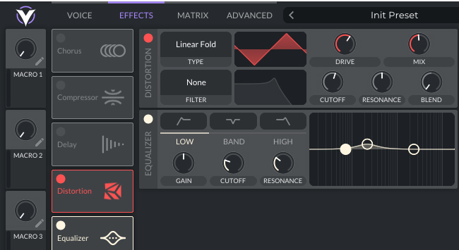 This is an image showing the effects added to the synth sound in Vital.