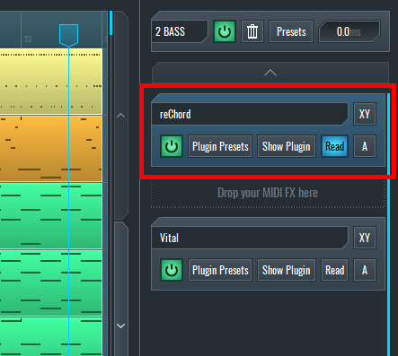 This is an image of reChord added to the Insert Rack in SoundBridge.