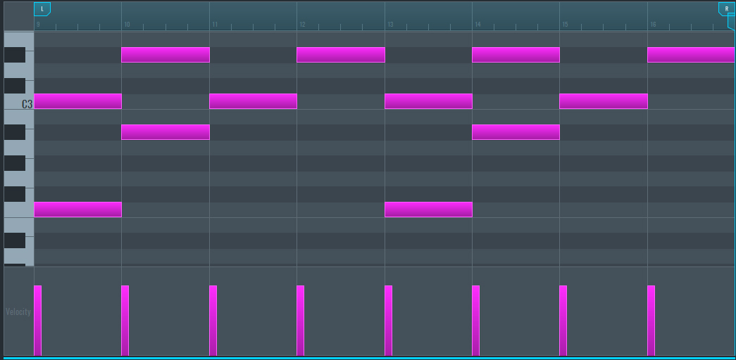 This is an image showing the MIDI notes used for the E-Piano preset.