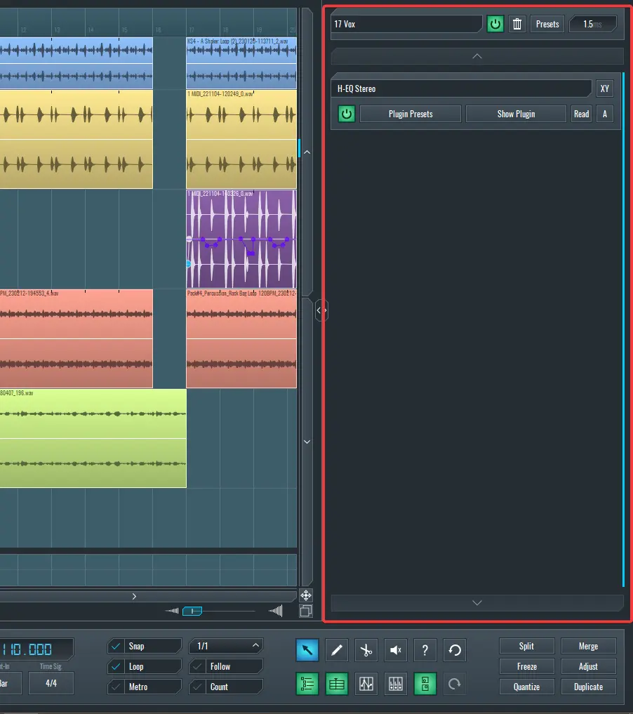 This is a screen capture showcasing the SoundBridge Insert Rack