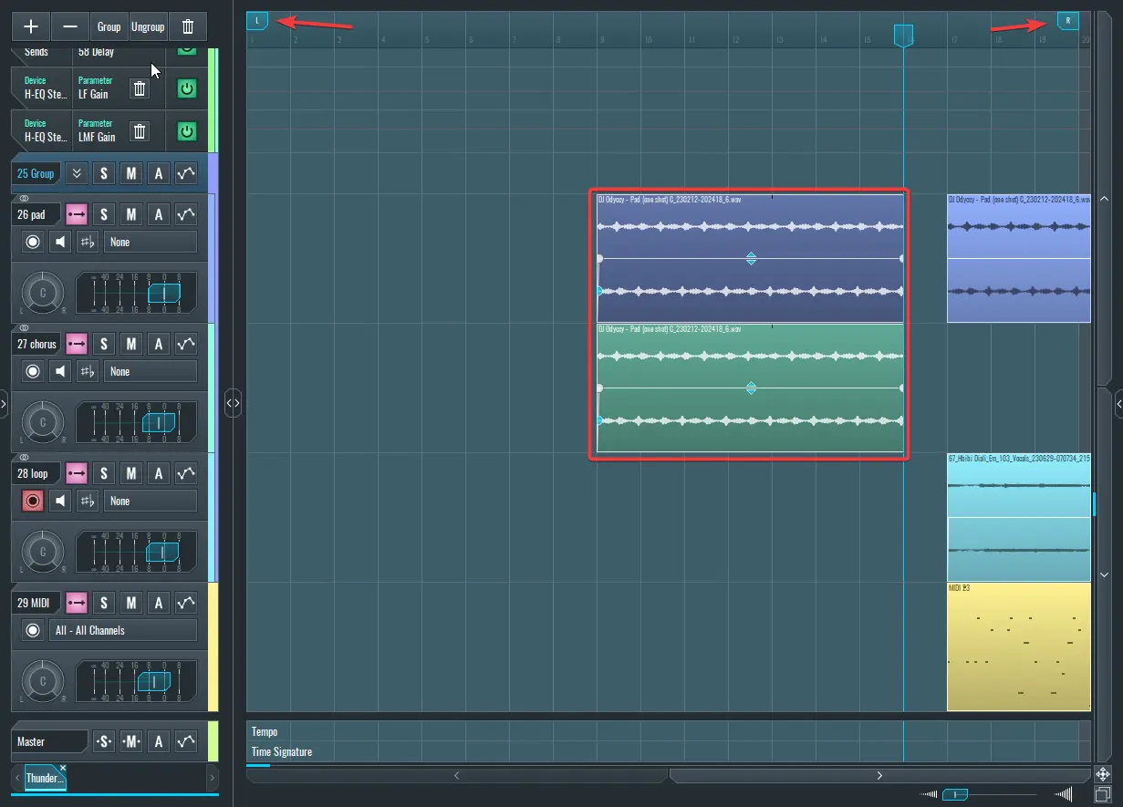 This is a screen capture of the selected blocks before we encompass them in the loop