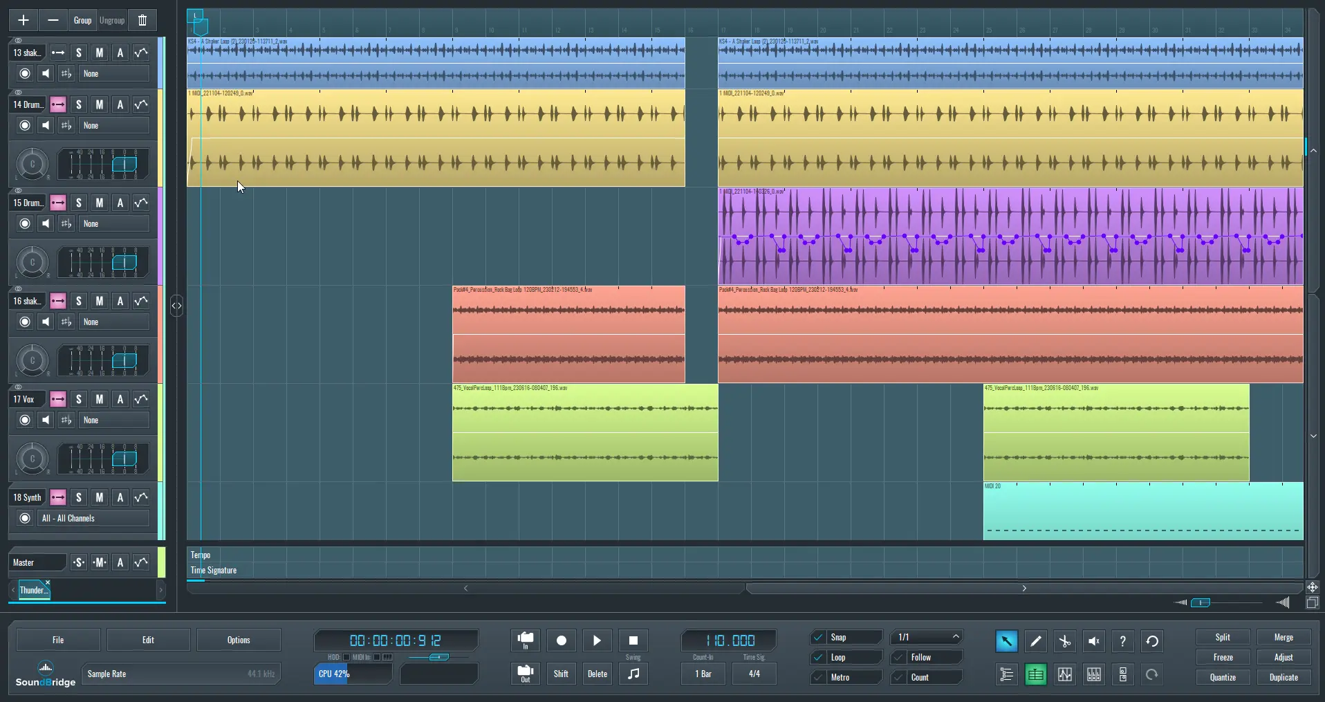 This is a screen capture showcasing the SoundBridge Sequencer View