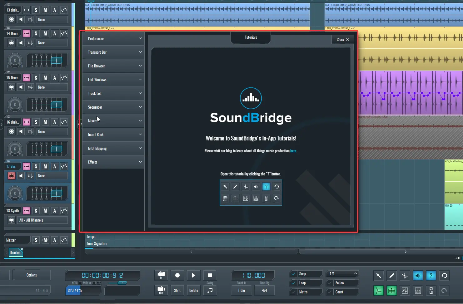 This is a screen capture showcasing the SoundBridge Tutorial