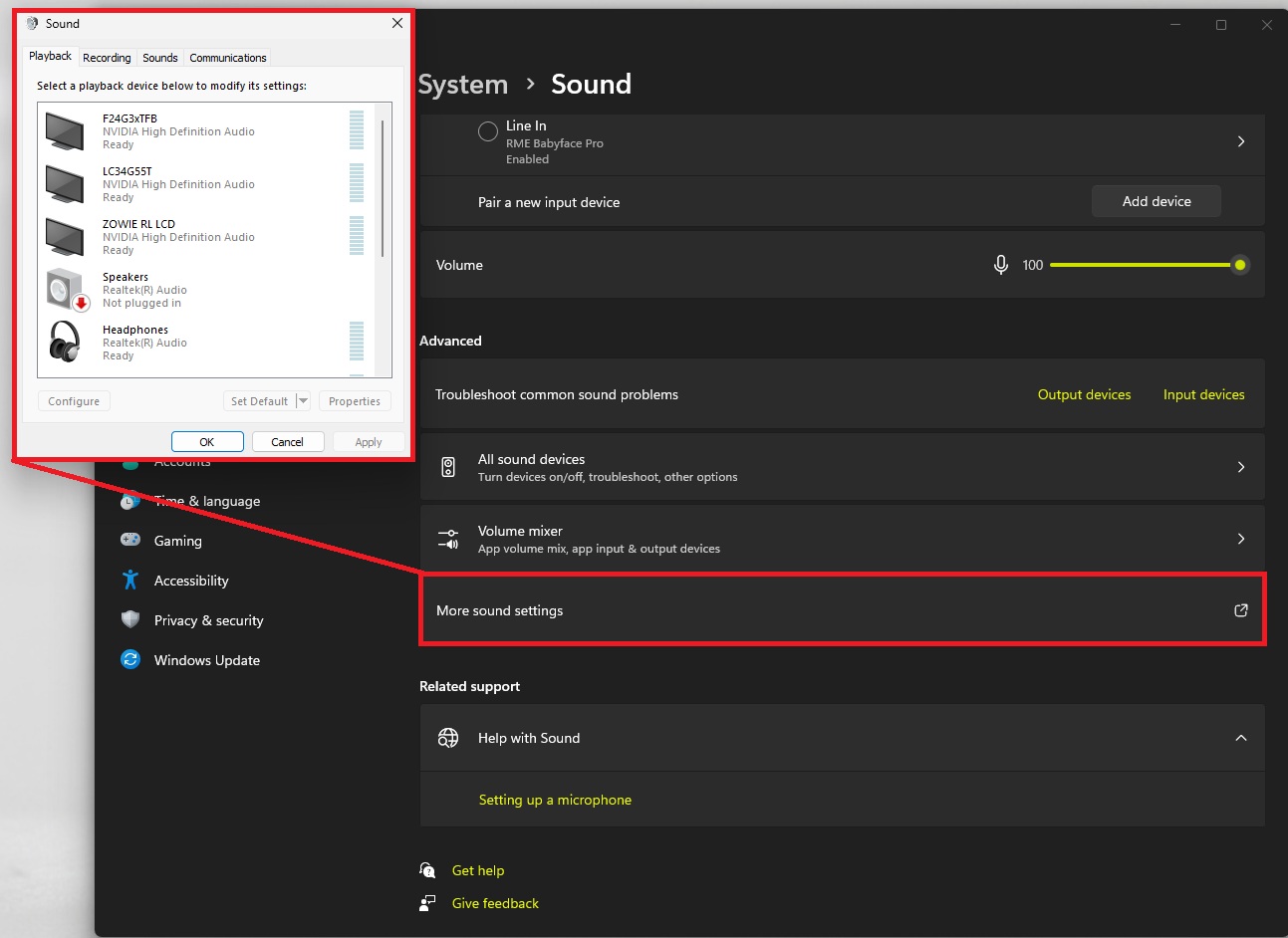 You are viewing an image of the Sound menu on Windows 11.