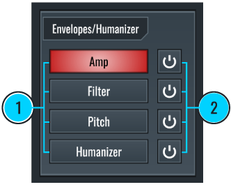 This image shows the Amp, Filter, Pitch envelopes, and Humanizer in the Edit View of RitMix.