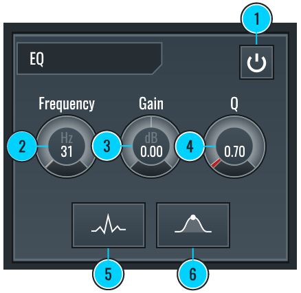 This image shows all the parameters for the Equalizer, located in the Edit View of RitMix.