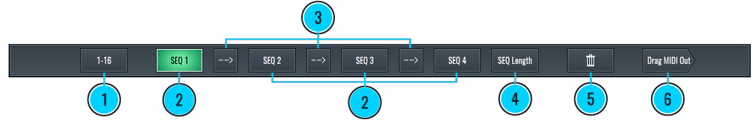 This image shows the top Sequencer controls in the Sequencer View of RitMix.