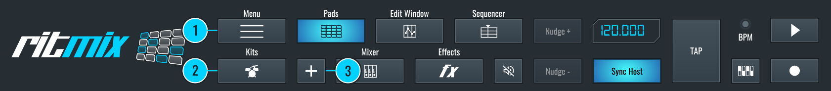 this is an image showing the RitMix top command bar
