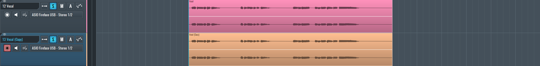 This is screenshot of the original and copied vocal channels.