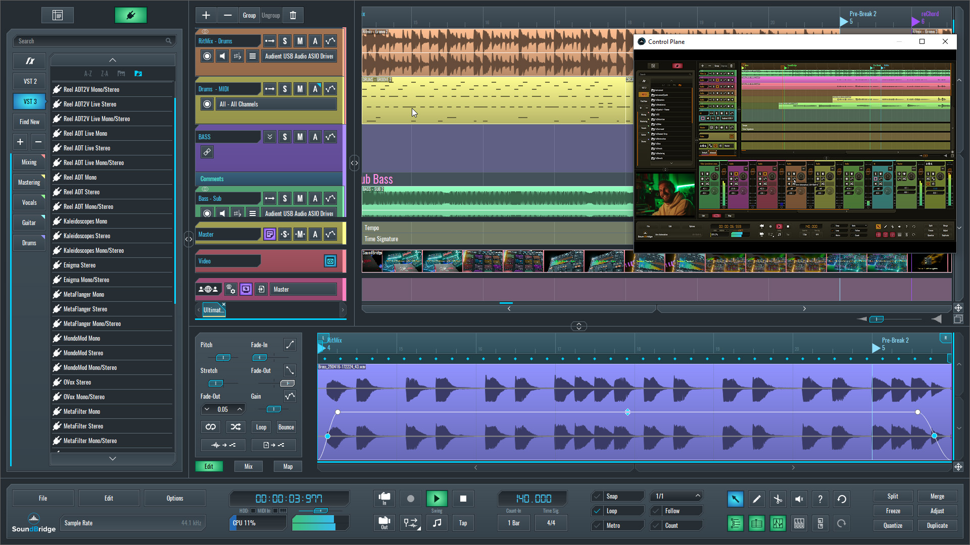 This is an image of an active virtual collaboration session in SoundBridge.