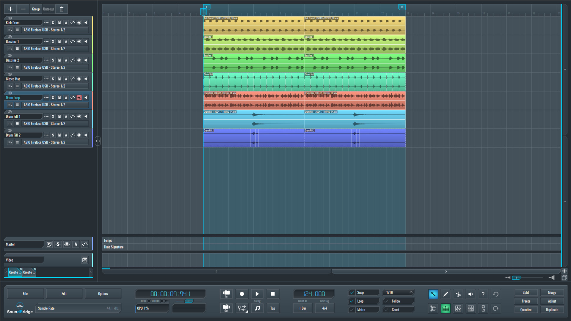 This is an image of our full mix in SoundBridge.