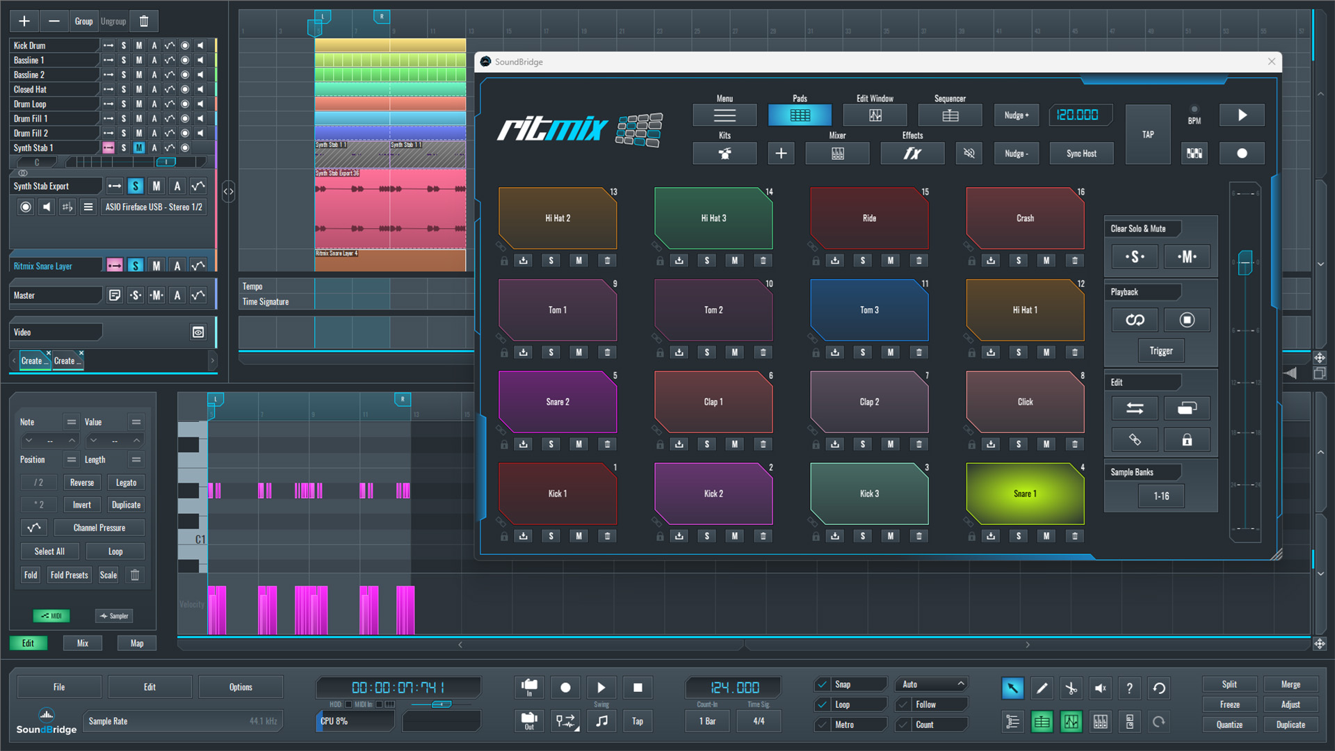 This is an image of RitMix: Drum Machine we used to layer a snare on our synth stabs