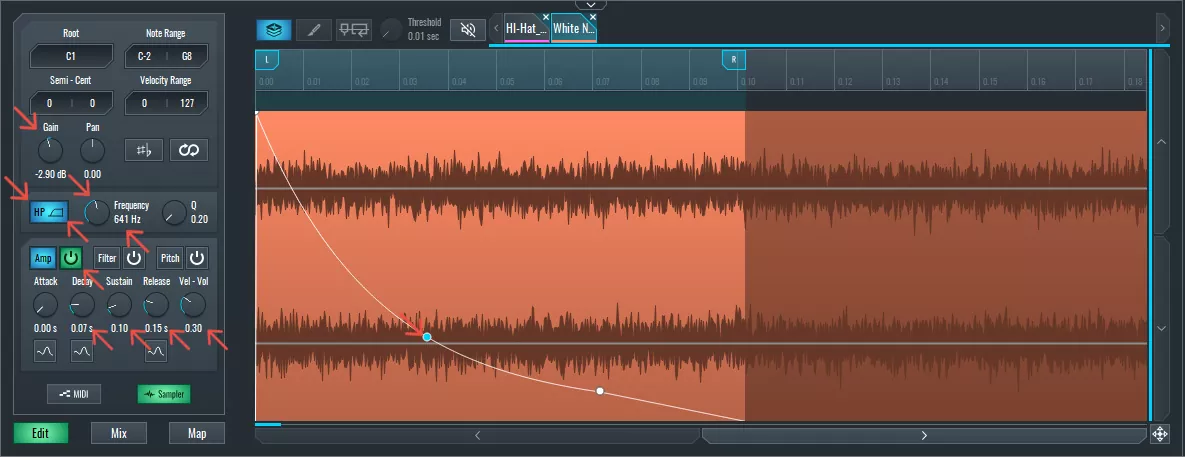 This image shows the white noise used as a layer in SoundBridge