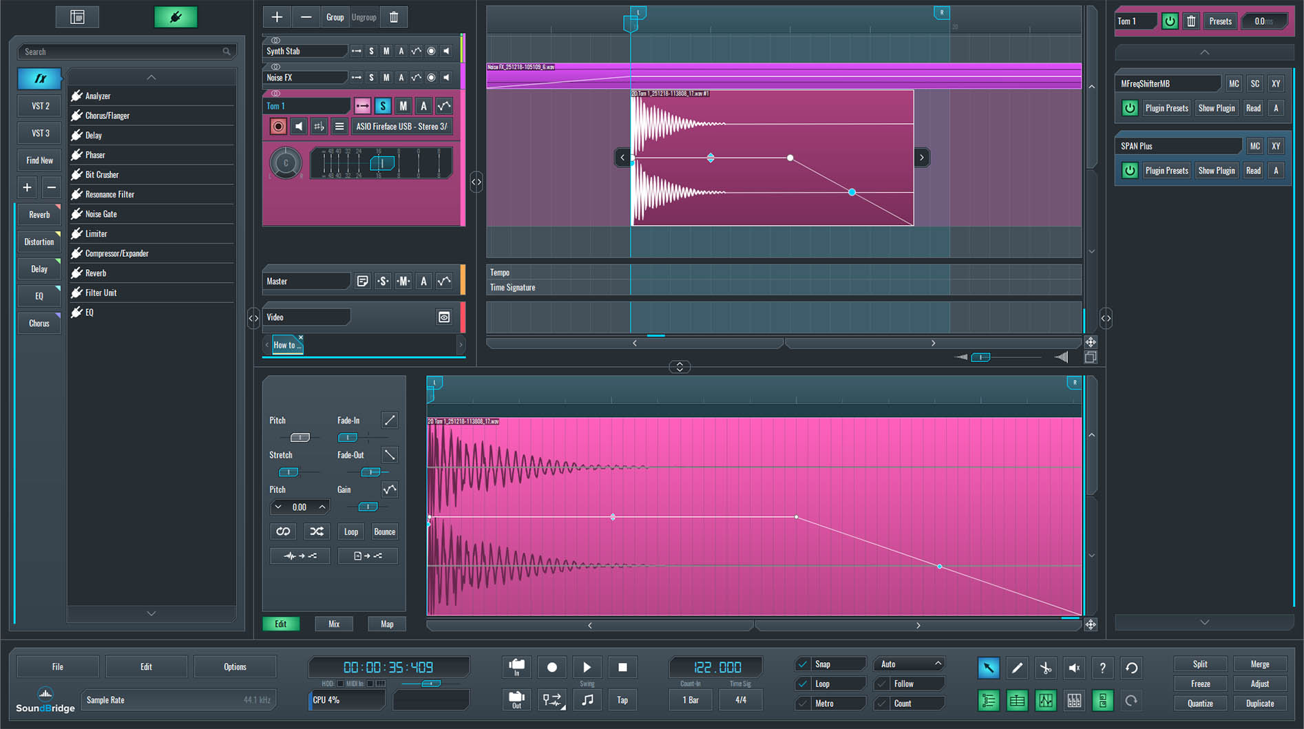 This is an image of our root tom sound in SoundBridge before any processing