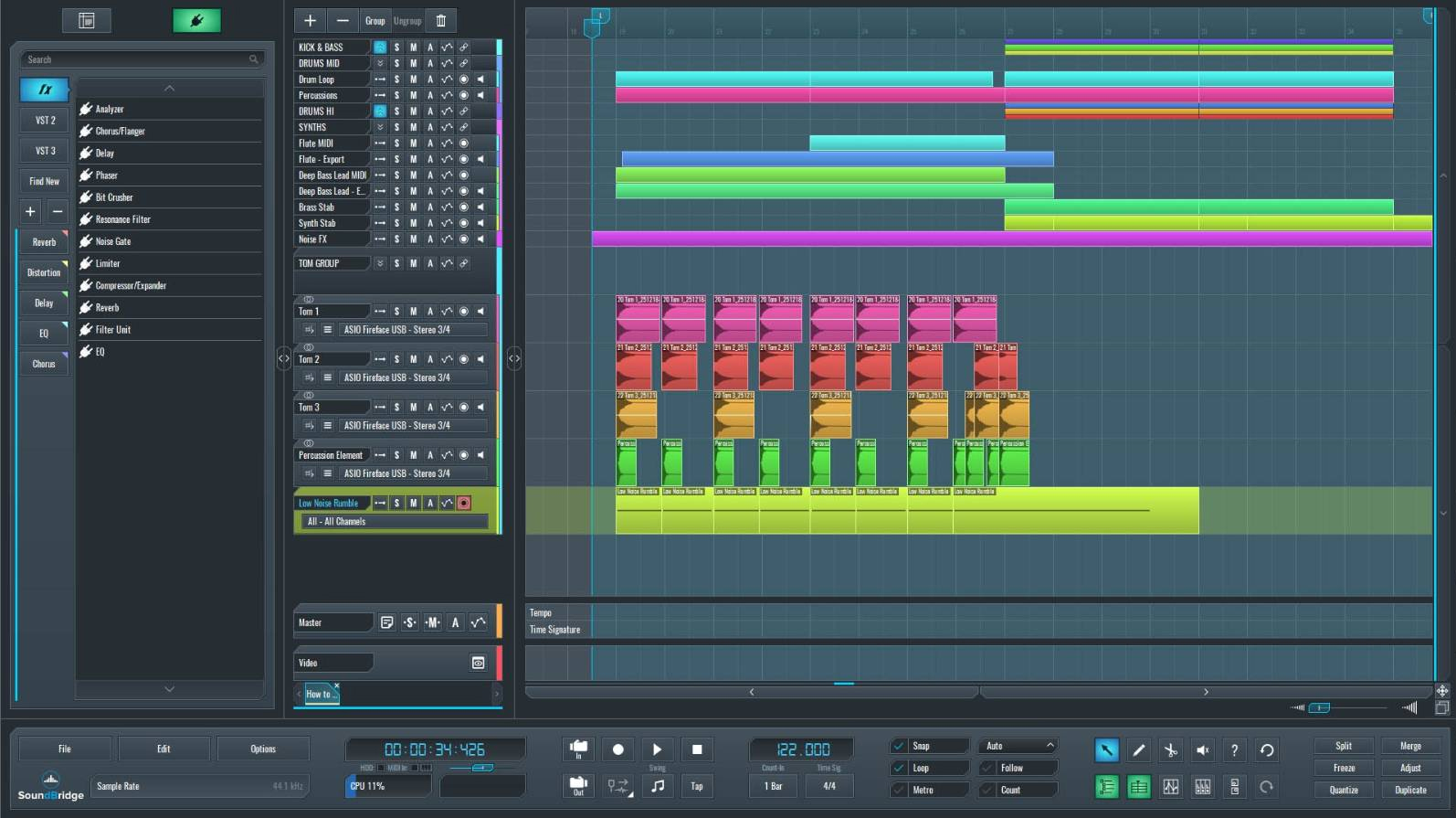 This is an image of our complete mix with our massive tom sound we built in SoundBridge.