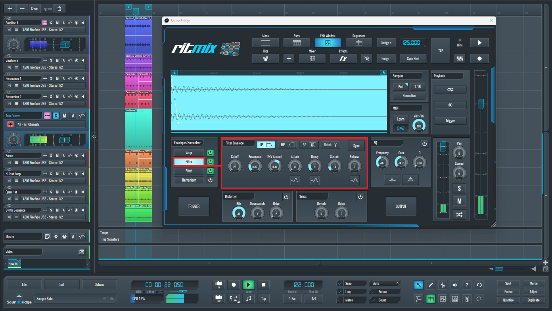 This is an image of the filter envelope section of our RitMix: Drum Machine interface.