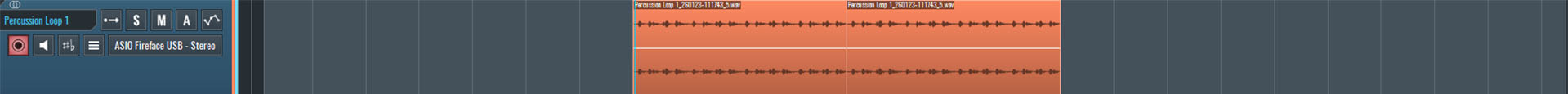 This is a screen capture of the percussion loop whose transients we will control with a multiband processor.