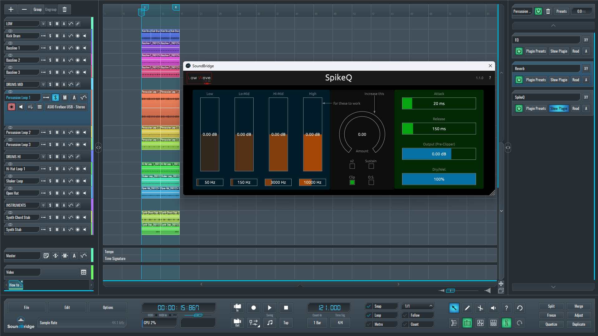This is a screen capture of the Spike interface we'll be using to control our transients.