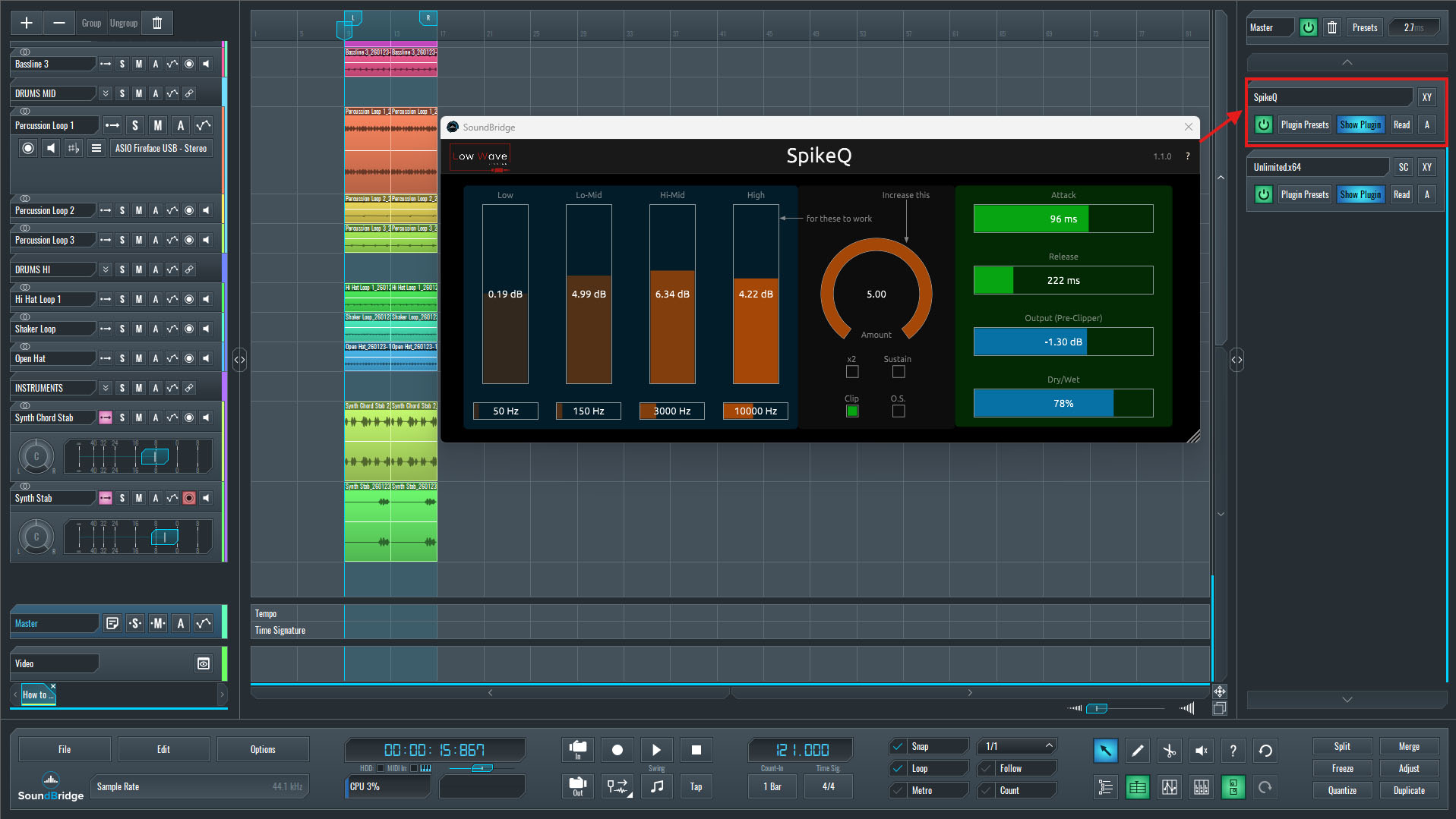 This is a screen capture of the Spike configurations used on our Master track.