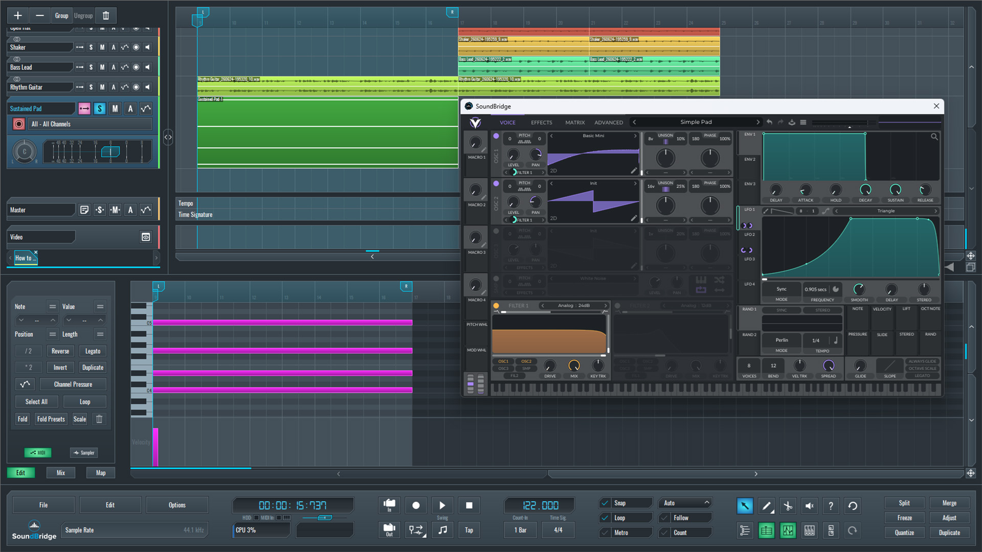 This is an image of our modulation settings in Vital that we used to create tension and movement.