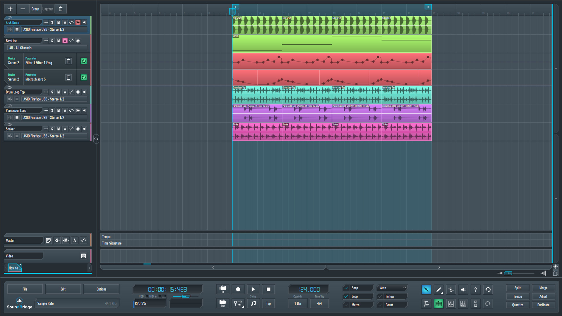 This is an image of our full mix in SoundBridge: DAW.