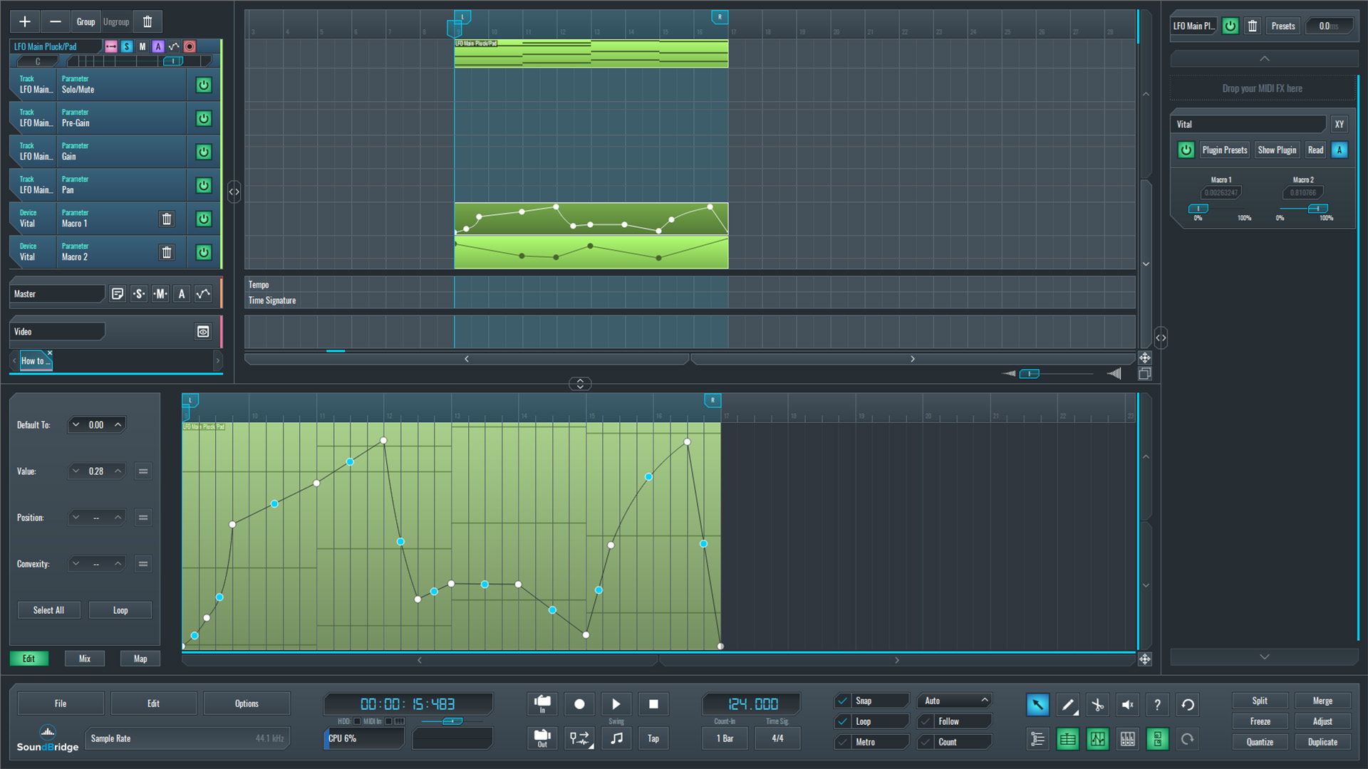 This is an image of the pluck sound we created within the full mix.