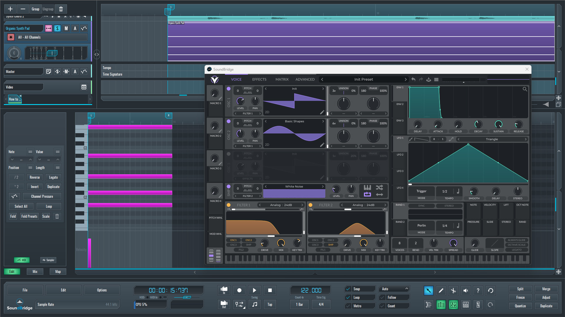 This is an image showing the Vital synth we used to design our soft organic pad.