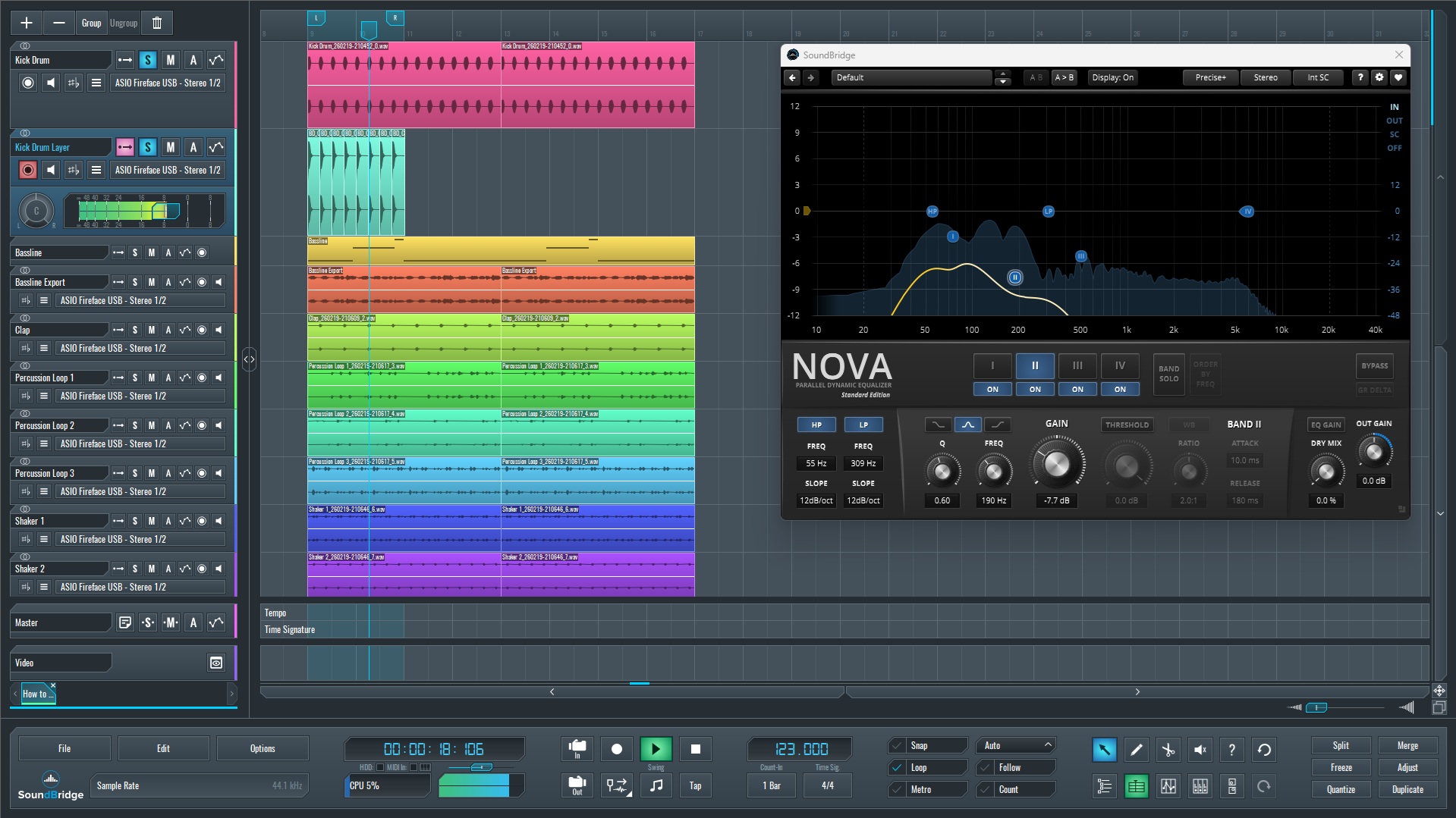 This is an image of the TDR Nova EQ we used to shape our mid-frequency kick drum layer.