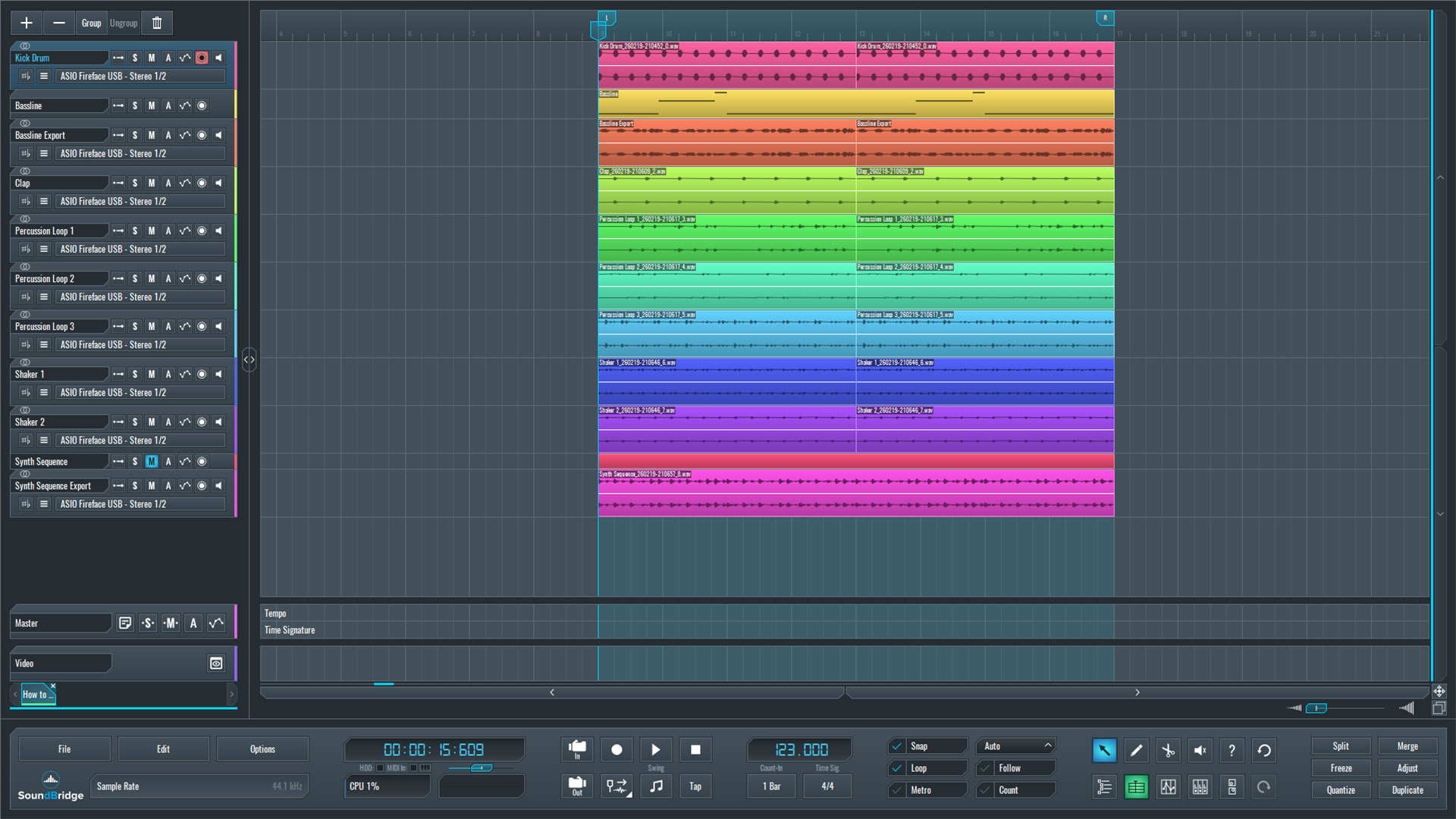 This is an image of our full mix in SoundBridge: DAW
