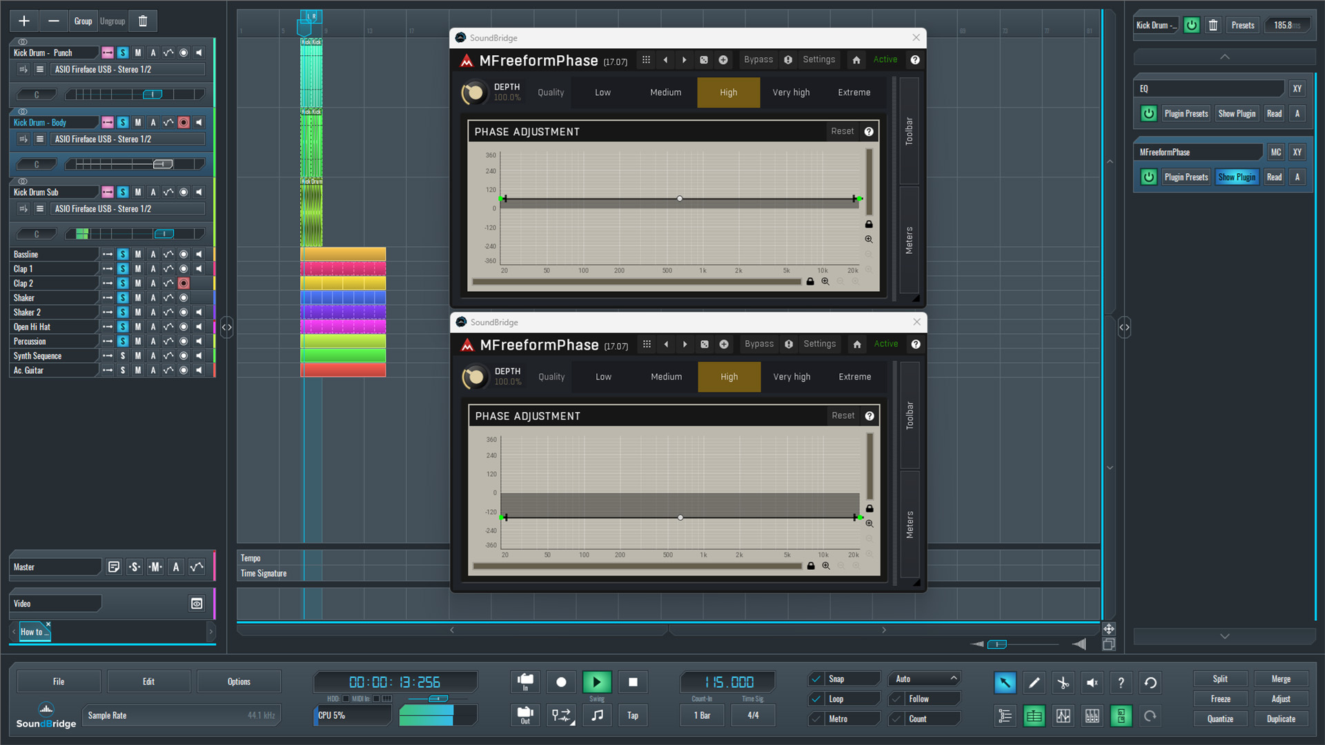This is an image of MeldaProduction's MFreeformPhase we used to align the phases of our kick drums