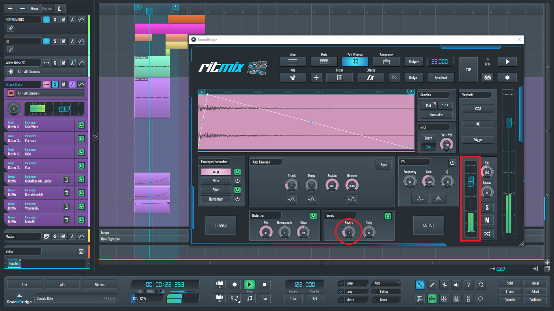 This is an image of the RitMix interface we use to play and process our clap sound.