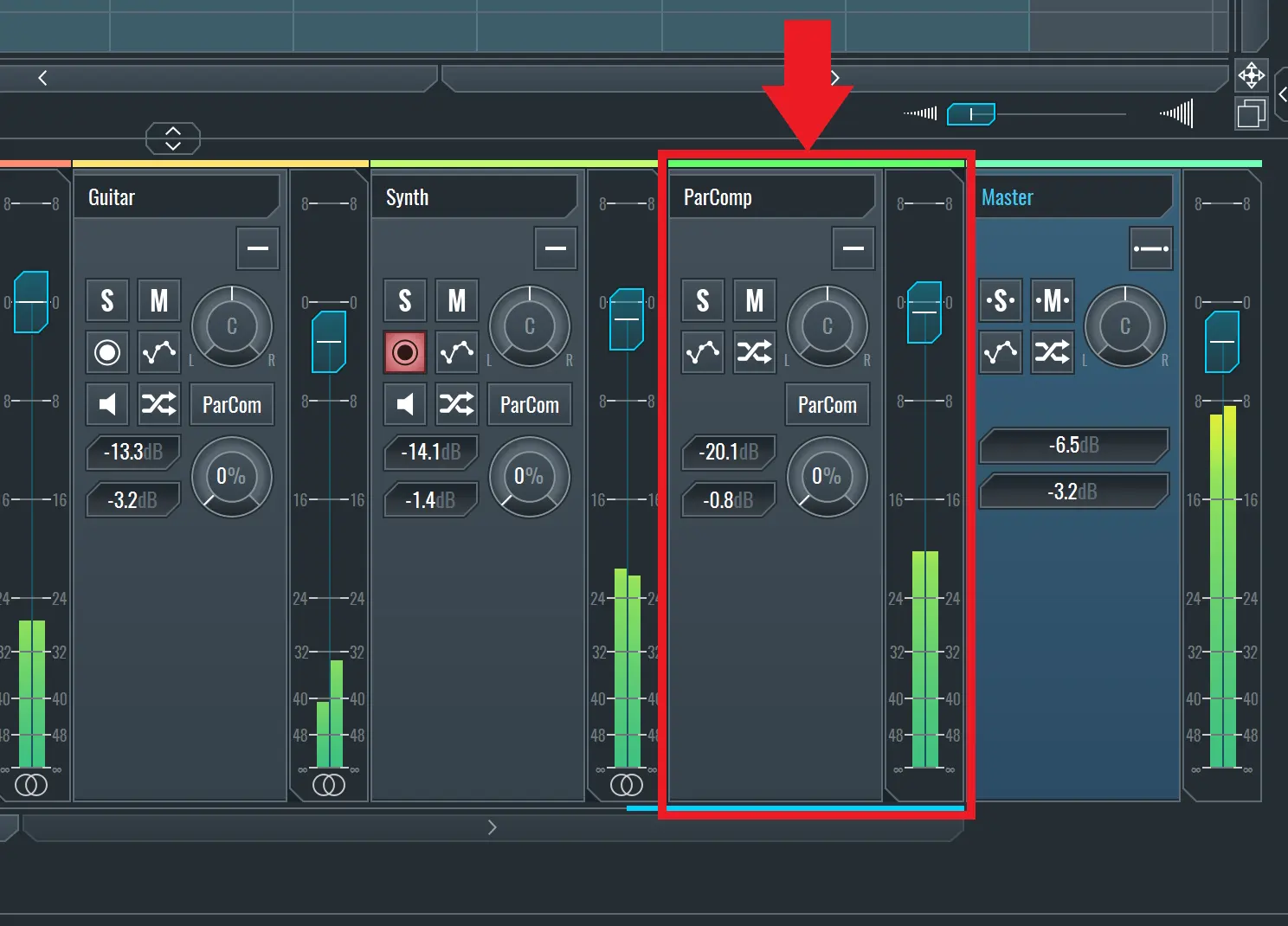 This image shows a Return Track for Parallel Compression.
