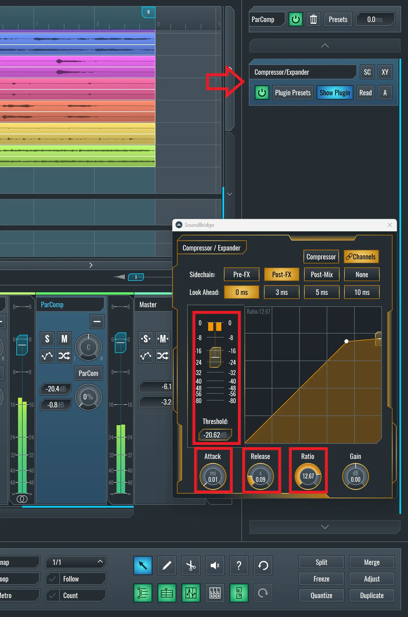 This image shows the Compressor set up for Parallel Compression.