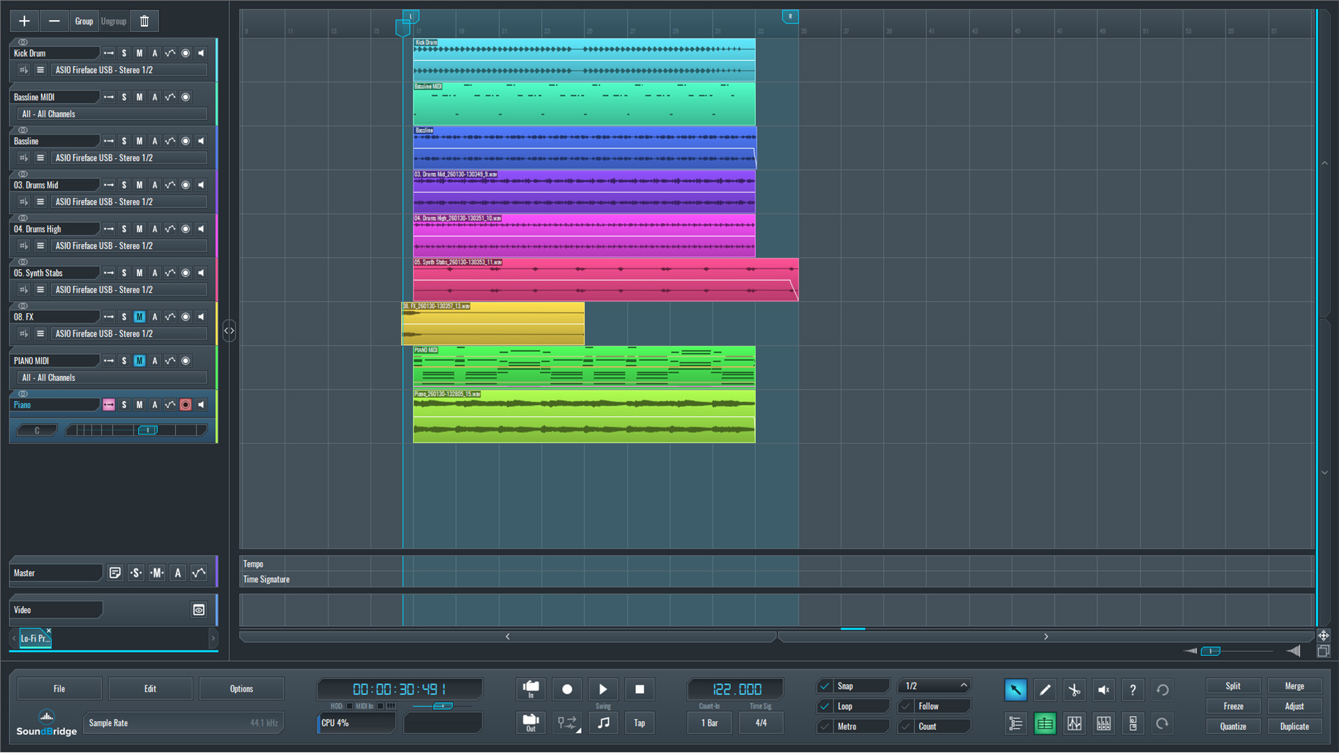 This is an image of our full mix in SoundBridge.