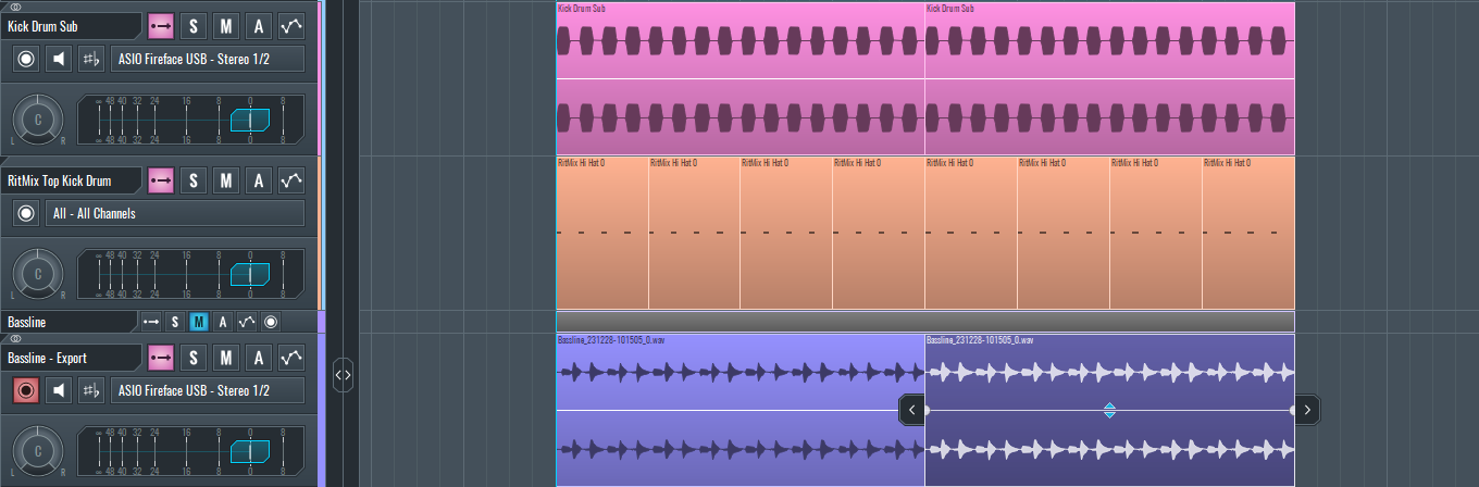 This is a screenshot of the kick drum layers and bassline channels