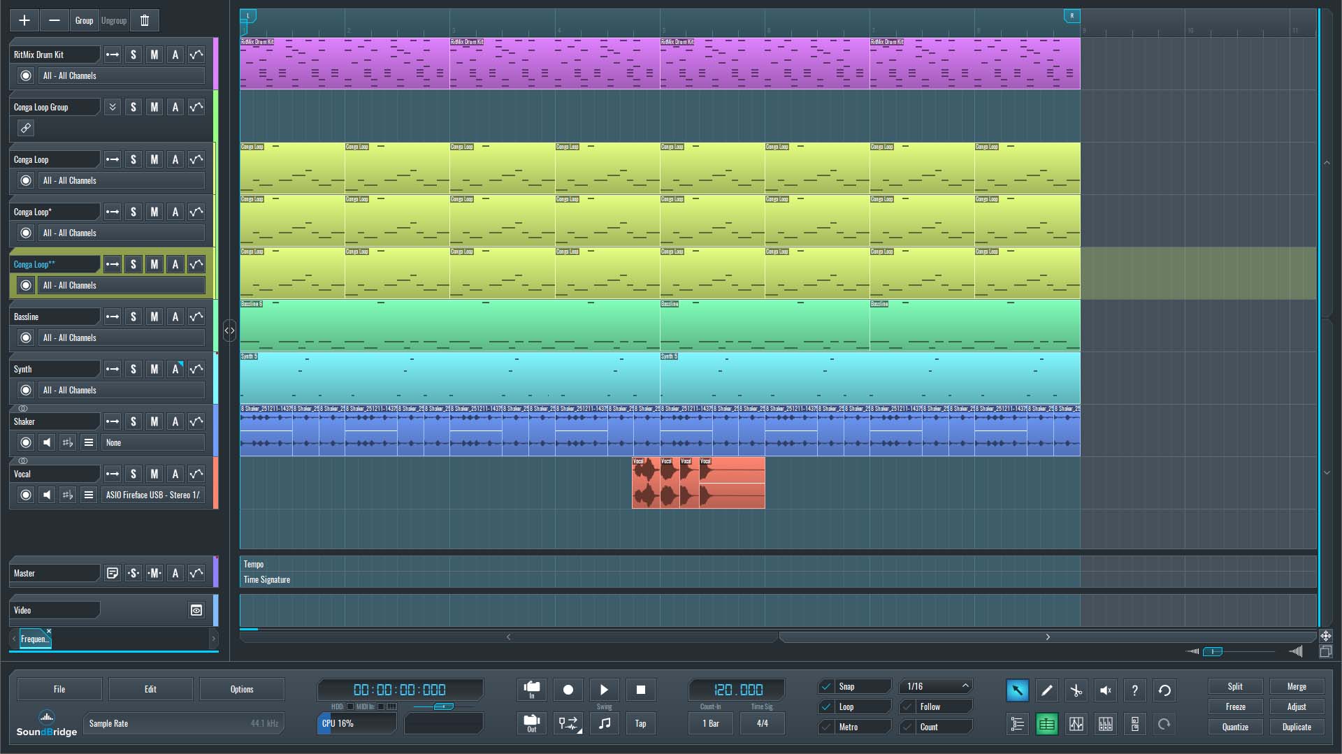 This is an image of our full mix in SoundBridge.