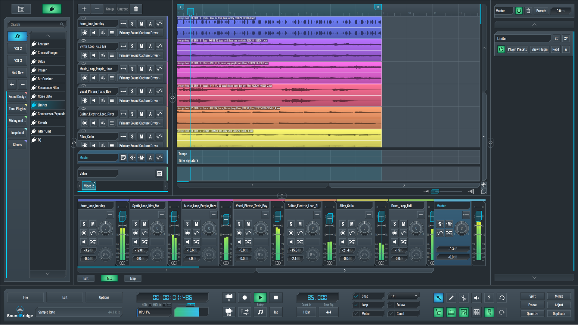 transient processing with mid-side technique