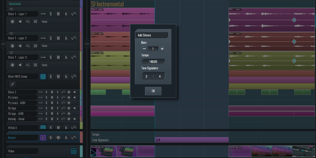 This image shows the Add Silence tool in SoundBridge.